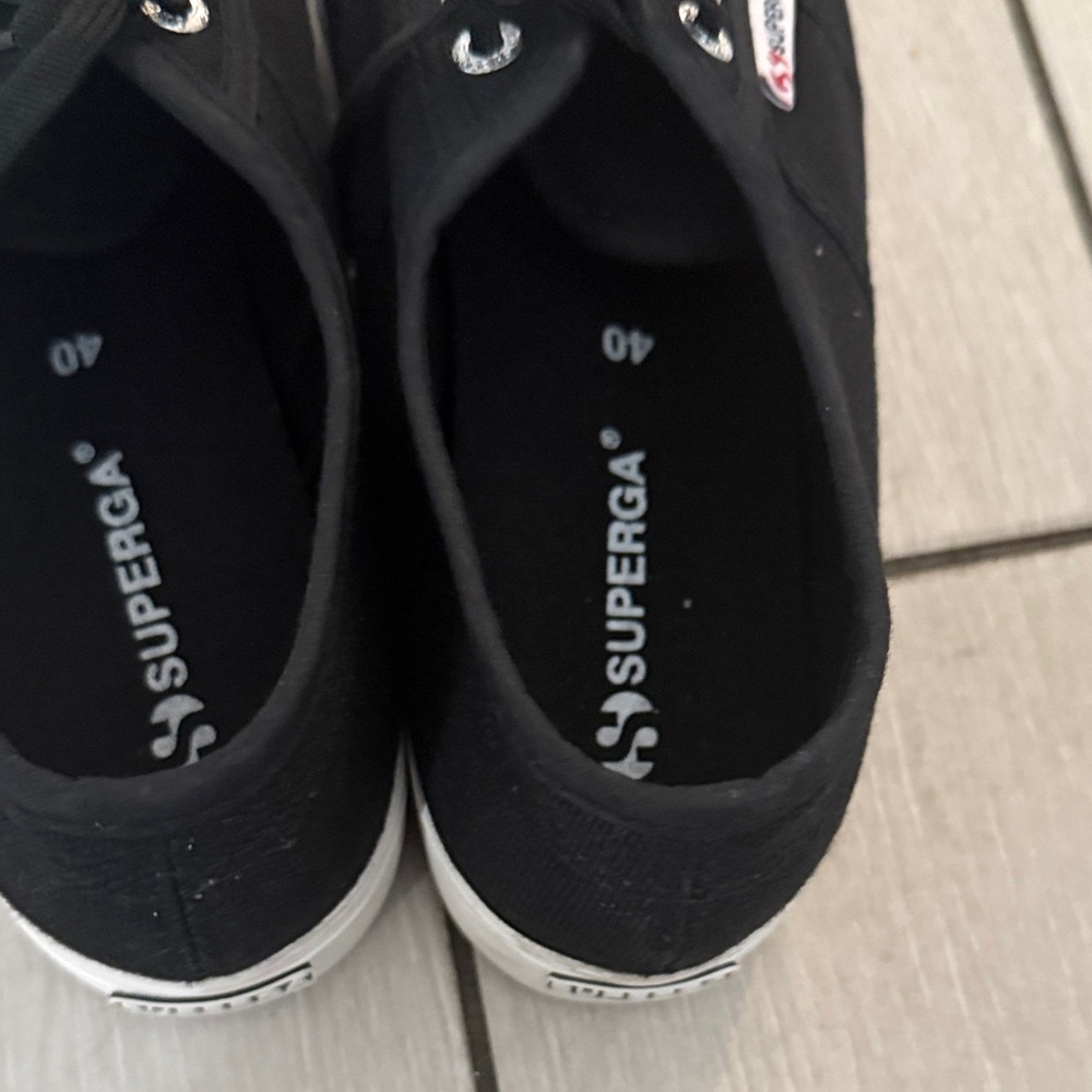 Superga Classic Black platform Sneakers with White Soles - Picture 6 of 6